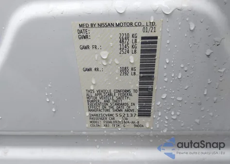 2021 Nissan Leaf Sv Plus 62 Kwh из США, поврежденный, VIN 1N4BZ1CV4MC552137